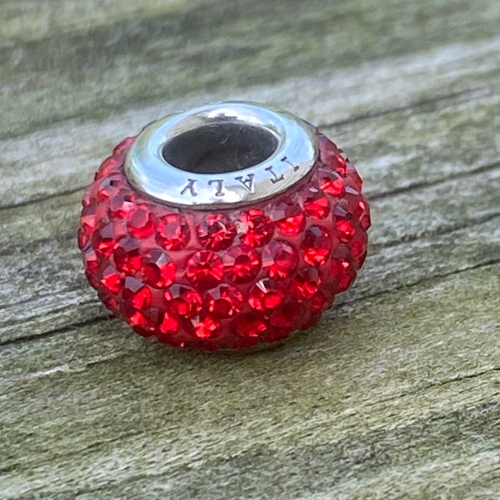 Vintage bead Michael Anthony Red Crystal .925 Sterling Silver Charm bead